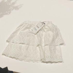 Zara kids girls A-line layered white skirt brand new